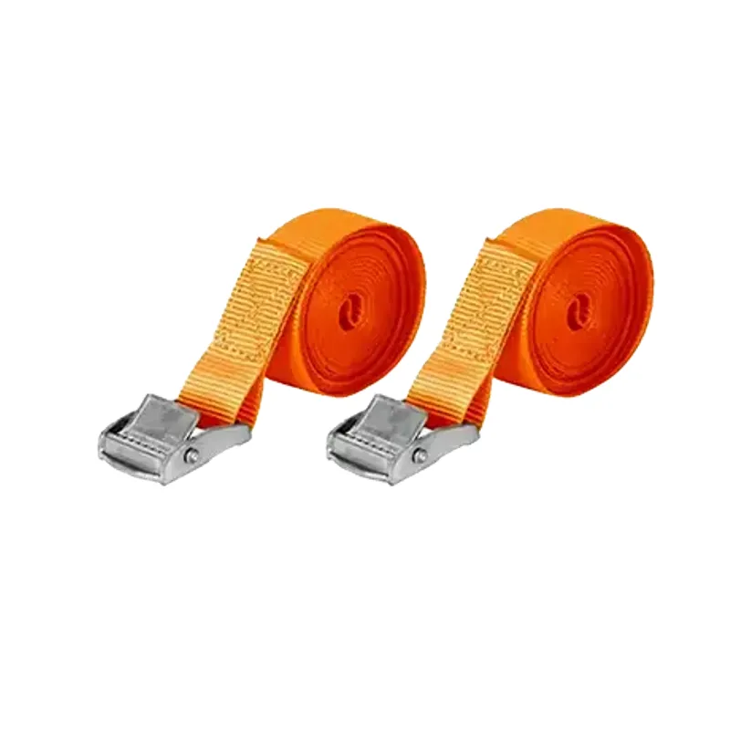 Lot de deux sangles de fixation orange avec boucle métallique